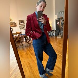 Burgundy Velvet Blazer